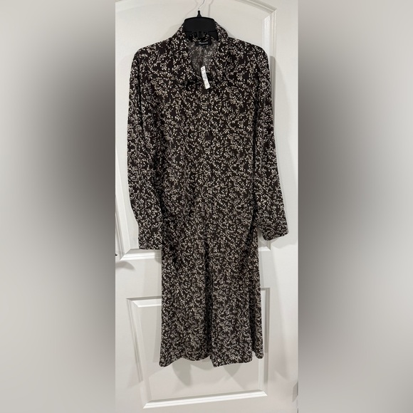 Madewell Ruched Midi Shirt Dress Size 12 Ditsy Print Viscose NWT - Picture 4 of 13